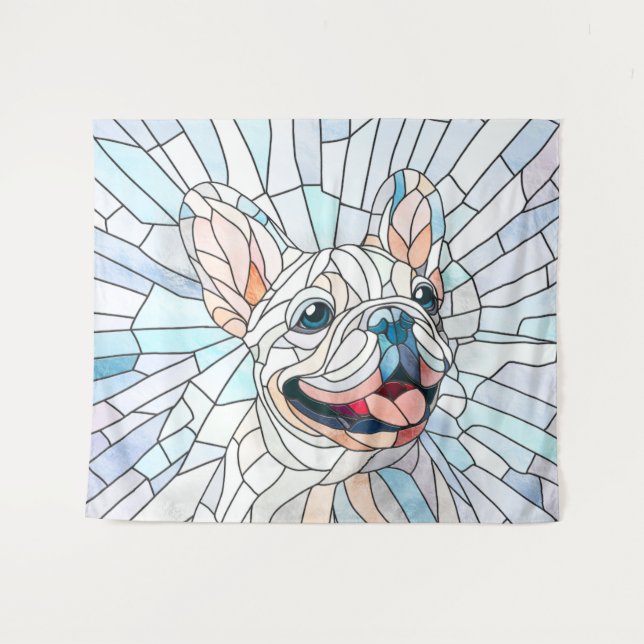 French Bulldog -Frenchie - pastel mosaic Tapestry (Front (Horizontal))