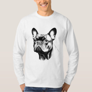 French Bulldog Frenchie Pencil Sketch Art T-Shirt