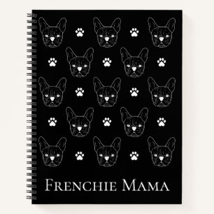 French Bulldog Frenchie Personalised Pattern Black Notebook