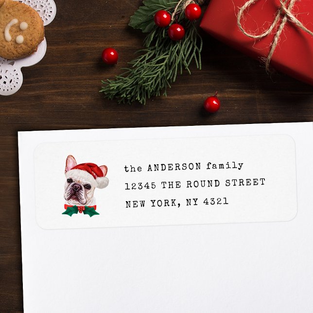 French Bulldog Frenchie Xmas Dog Return Address (Creator Uploaded)