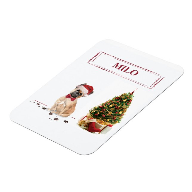 French Bulldog Funny Christmas Dog with Tree Magnet (Left Side)