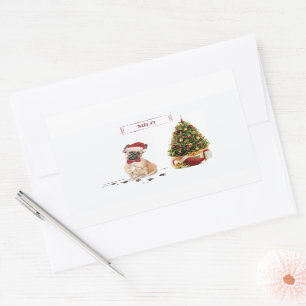 French Bulldog Funny Christmas Dog with Tree Rectangular Sticker