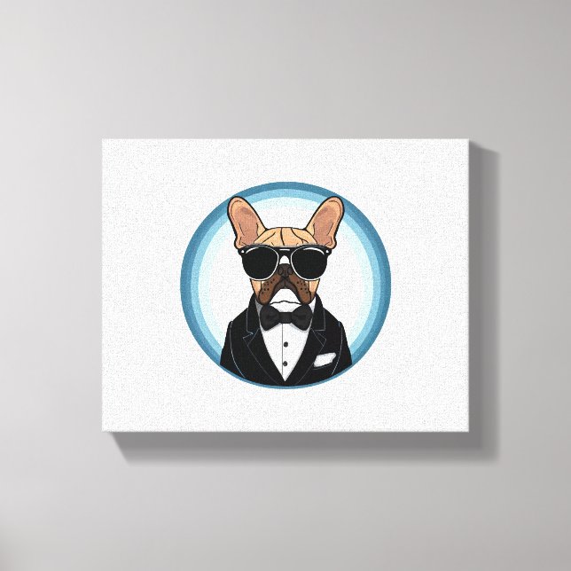 French Bulldog Funny Cute Art Canvas Print (Front)