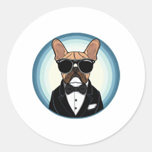 French Bulldog Funny Cute Art Classic Round Sticker
