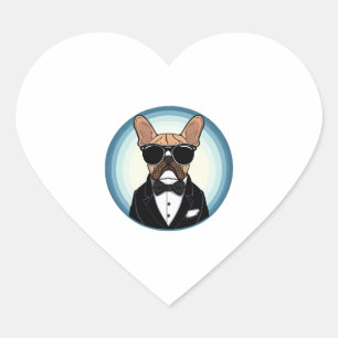 French Bulldog Funny Cute Art Heart Sticker