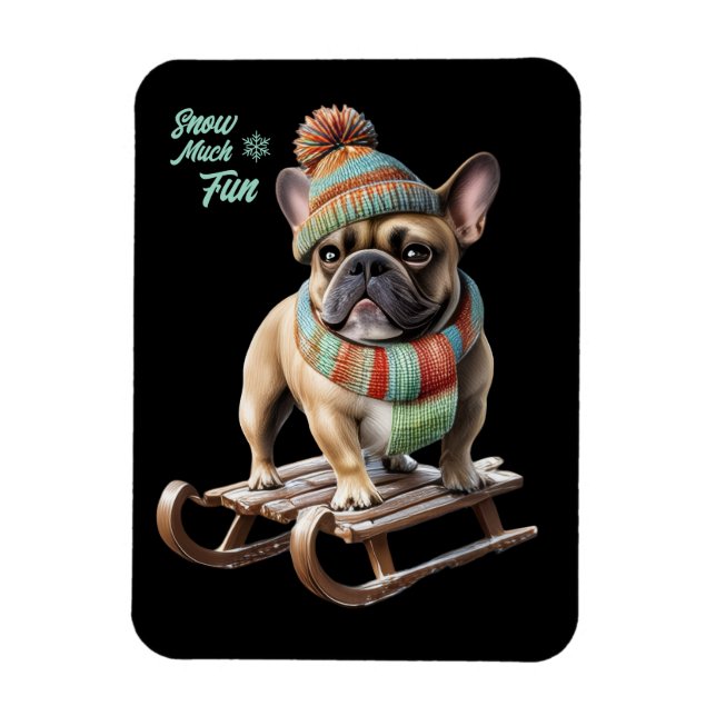 French Bulldog funny sled ride on vacation Magnet (Vertical)