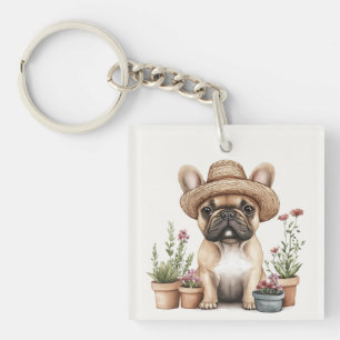 French Bulldog Gardening Flower Pots Key Ring