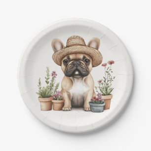 French Bulldog Gardening Flower Pots Paper Plate