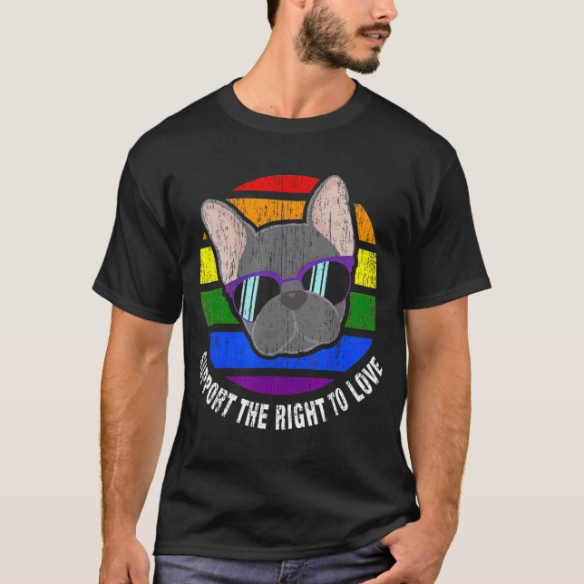 French Bulldog Gay Rainbow Flag Sunset LGBT Pride  T-Shirt (Front)