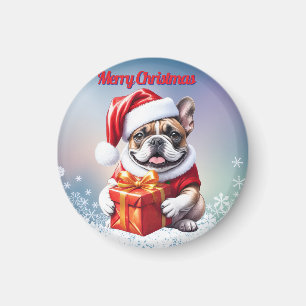 French Bulldog Geschenk mit Schleife Christmas Magnet
