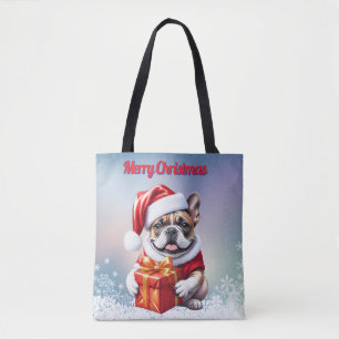 French Bulldog Geschenk mit Schleife Christmas Tote Bag