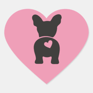 French Bulldog Gift Labels, Heart Sticker Sheet,