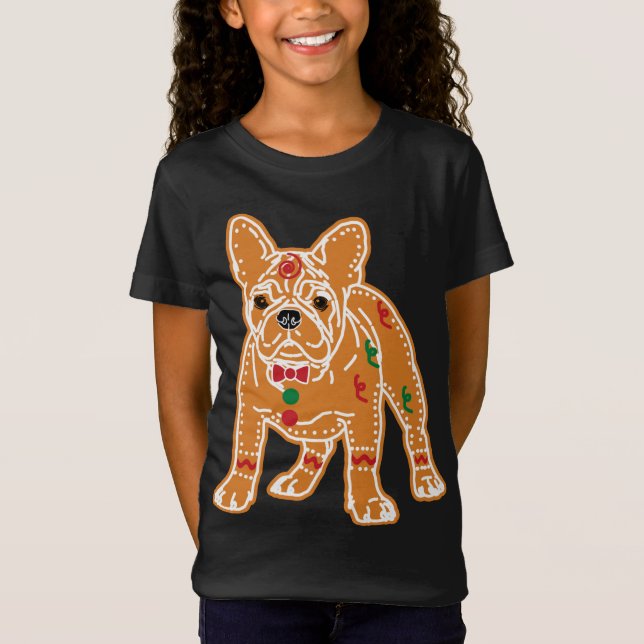 French Bulldog Gingerbread Dog Pet Lovers Christma T-Shirt (Front)