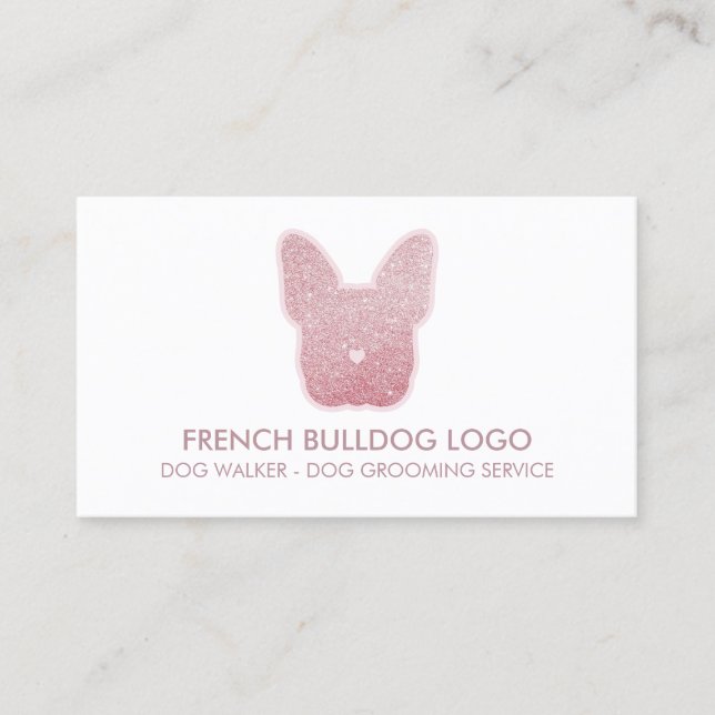 French Bulldog glitter pink sparkling puppy Business Card (Front)