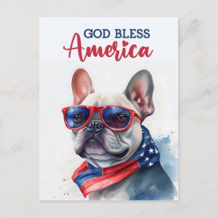 French Bulldog, God Bless America Postcard