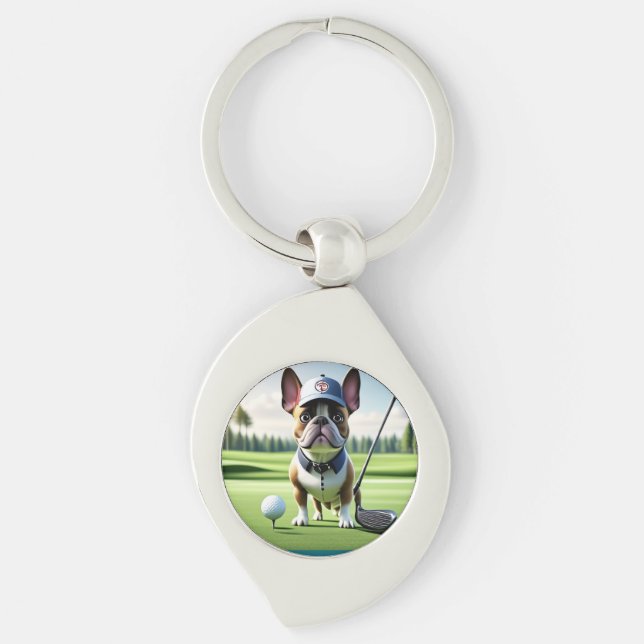 French Bulldog golf course vacation Bulldog Key Ring (Front)