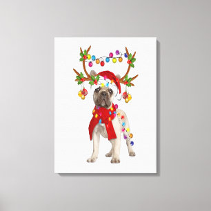 French Bulldog Gorgeous Reindeer Christmas Gift Canvas Print