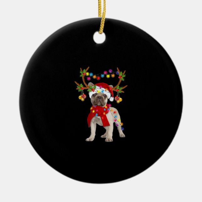 French Bulldog Gorgeous Reindeer Christmas Tree Ceramic Tree Decoration (Front)