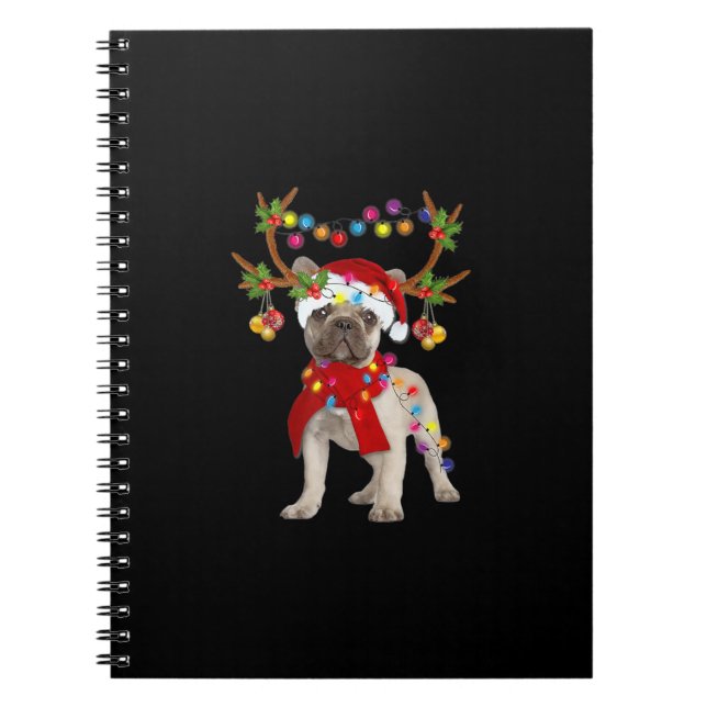 French Bulldog Gorgeous Reindeer Christmas Tree Notebook (Front)