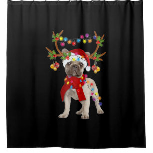 French Bulldog Gorgeous Reindeer Christmas Tree Shower Curtain