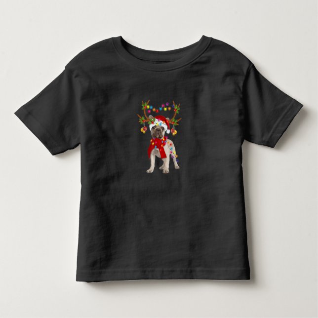 French Bulldog Gorgeous Reindeer Christmas Tree Toddler T-Shirt (Front)