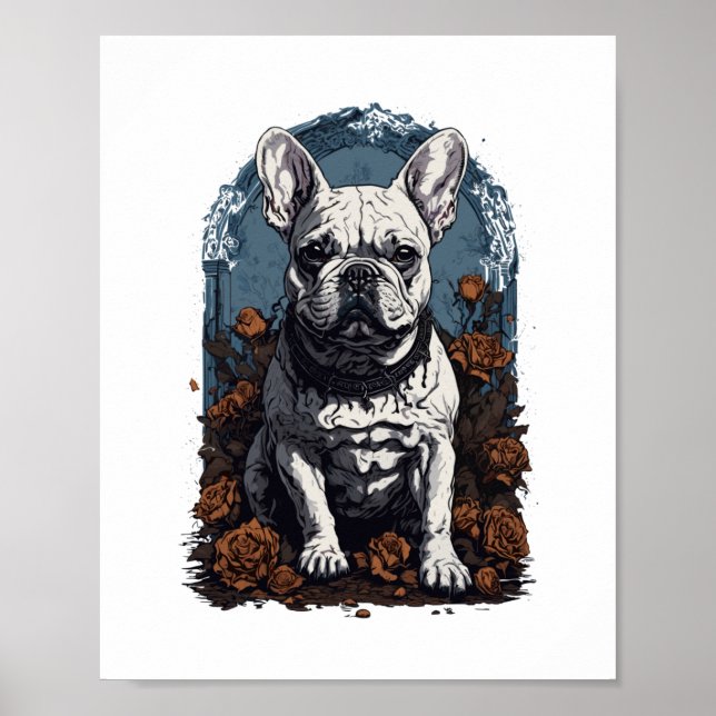 French Bulldog Gothic Floral   Poster (Front)