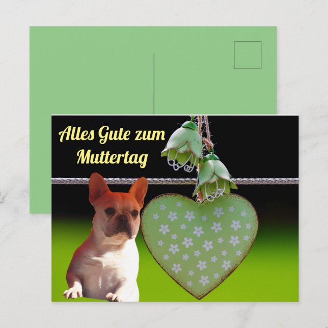 French Bulldog Green Heart French Bulldog Postcard (Front/Back)
