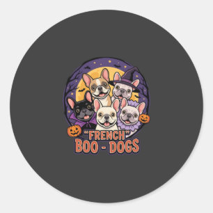 French Bulldog Halloween Boo Dogs Vector Classic Round Sticker