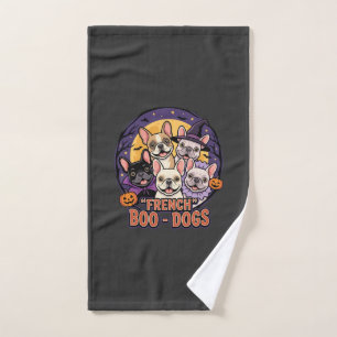 French Bulldog Halloween Boo Dogs Vector Hand Towel