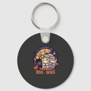 French Bulldog Halloween Boo Dogs Vector Key Ring