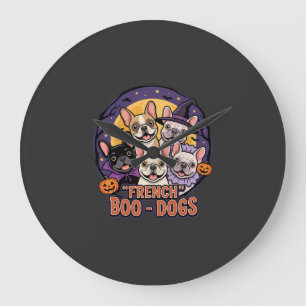 French Bulldog Halloween Boo Dogs Vector Large Clock