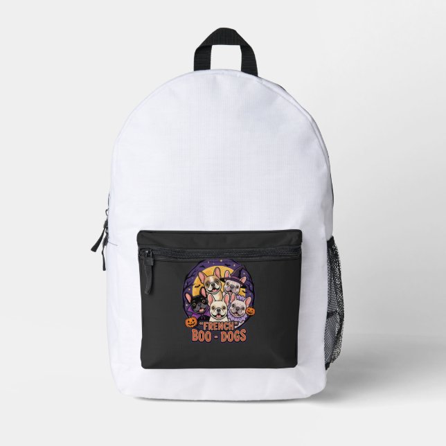 French Bulldog Halloween Boo Dogs Vector Printed Backpack (Front)