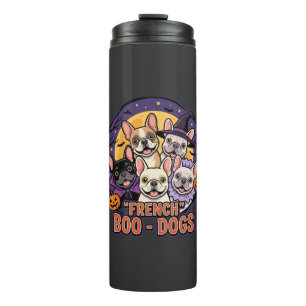 French Bulldog Halloween Boo Dogs Vector Thermal Tumbler
