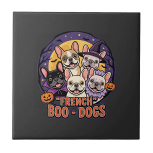 French Bulldog Halloween Boo Dogs Vector Tile