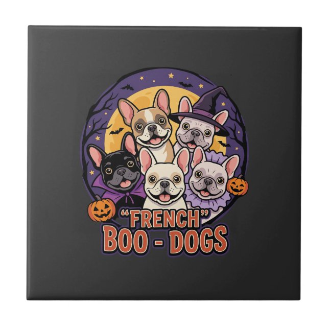 French Bulldog Halloween Boo Dogs Vector Tile (Front)