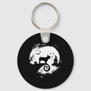 French Bulldog Halloween Costume Moon Silhouette Y Key Ring
