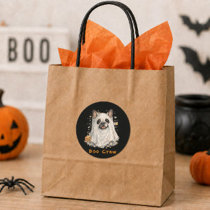 French Bulldog Halloween Cute Ghost Boo Crew Classic Round Sticker