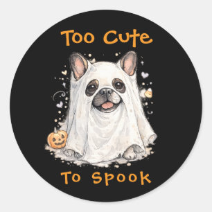 French Bulldog Halloween Cute Ghost Classic Round Sticker