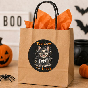 French Bulldog Halloween Cute Skeleton Classic Round Sticker