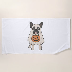 French Bulldog Halloween Dog Ghost Beach Towel