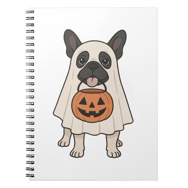 French Bulldog Halloween Dog Ghost Notebook (Front)