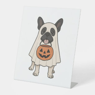 French Bulldog Halloween Dog Ghost Pedestal Sign
