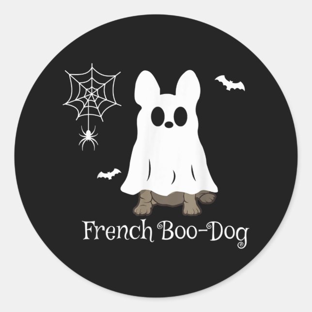French Bulldog Halloween French Boo-Dog Dog Gift Classic Round Sticker (Front)