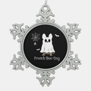 French Bulldog Halloween French Boo-Dog Dog Gift Snowflake Pewter Christmas Ornament