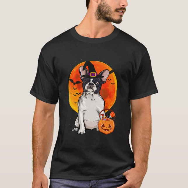 French Bulldog Halloween Jack O Lantern Pumpkin T-Shirt (Front)