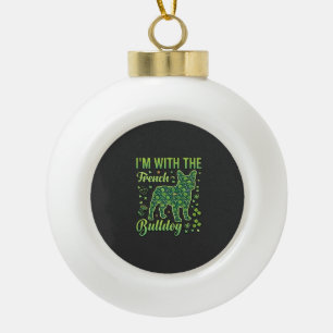 French Bulldog Halloween Macaron Eiffel Tower_1 Ceramic Ball Christmas Ornament