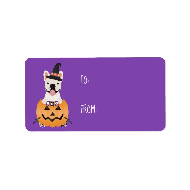 French Bulldog Halloween Pumpkin Label (Front)