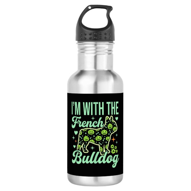 French Bulldog Halloween Pumpkin Pattern Design 532 Ml Water Bottle (Front)
