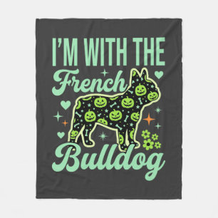 French Bulldog Halloween Pumpkin Pattern Design Fleece Blanket