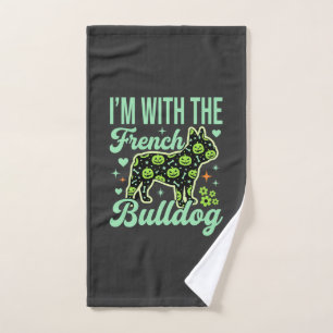 French Bulldog Halloween Pumpkin Pattern Design Hand Towel